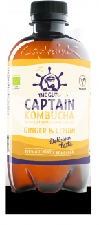 Captain bio kombucha fermentált zöld tea ital élőflórával gyömbéres-citromos 400 ml