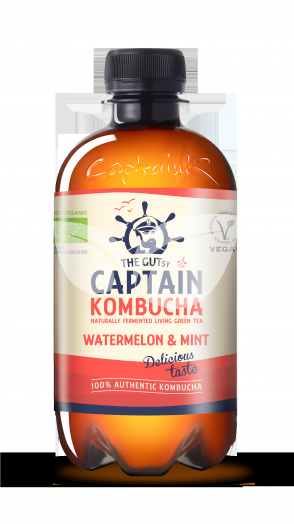 Captain bio kombucha ital görögdinnye-menta ízű 400 ml • Egészségbolt