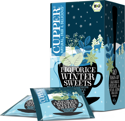 Cupper bio liquorice winter sweets téli édes ébredés tea xmas limited edition 40 g • Egészségbolt
