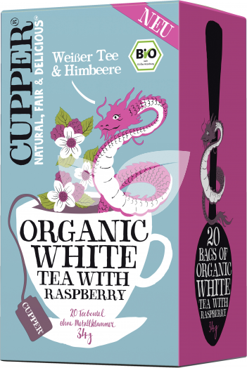 Cupper bio málnás fehér tea 20 db 34 g • Egészségbolt