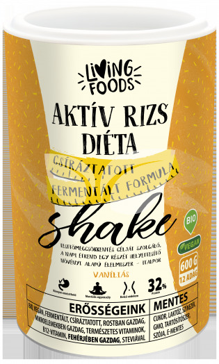 Living Foods bio aktív rizs diéta shake vaníliás 600 g • Egészségbolt