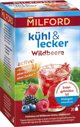 Milford kühl & lecker active erdei gyümölcs ízű hidegen készíthető gyümölcstea 20db 50 g • Egészségbolt