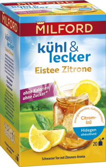 Milford kühl & lecker citrom ízű hidegen elkészíthető fekete tea 20db 50 g