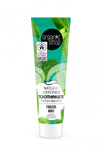 Organic Shop bio “frozen mint “ minősített fehérítő fogkrém mentával és szénnel 100 g • Egészségbolt