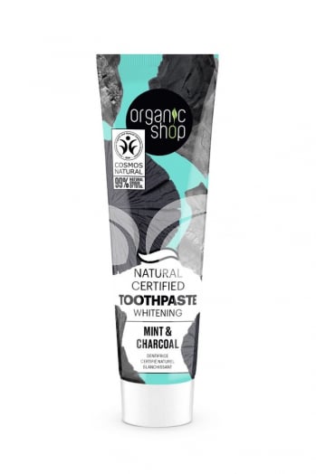 Organic Shop bio minősített fehérítő fogkrém mentával és szénnel 100 g • Egészségbolt