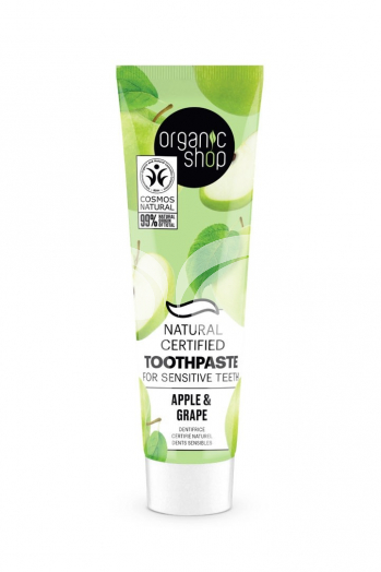 Organic Shop bio minősített fogkrém érzékeny fogakra almával és szőlővel 100 g • Egészségbolt