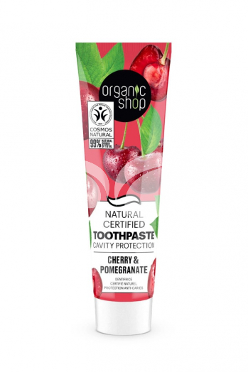 Organic Shop bio minősített szuvasodás elleni fogkrém cseresznyével és gránátalmával 100 g • Egészségbolt