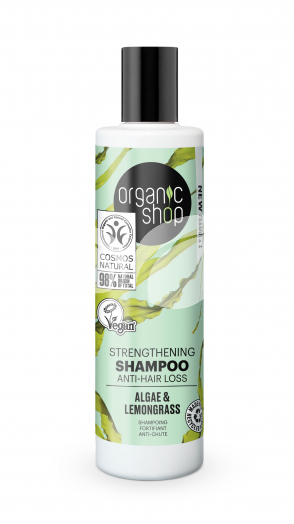 Organic Shop bio sampon erősítő és hajhullás ellen algával és citromfűvel 280 ml • Egészségbolt