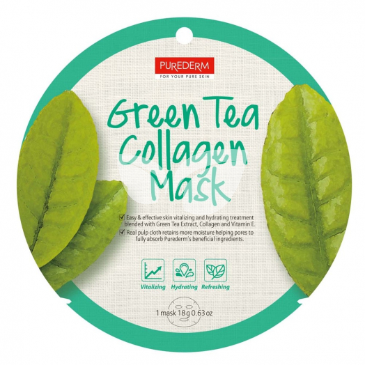 Purederm green tea zöld teás fátyolmaszk 1 db • Egészségbolt
