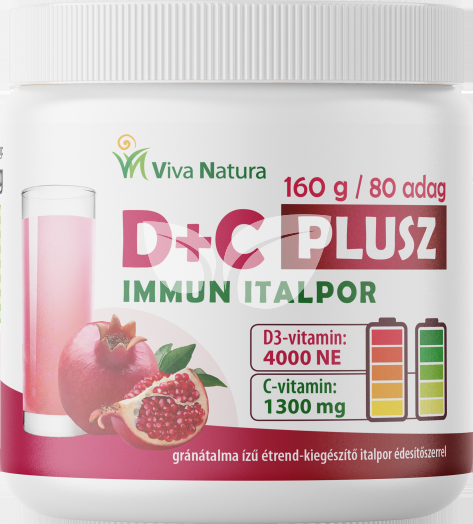 Viva natura d+c plusz gránátalma ízű étrend-kiegészítő immun italpor 160 g • Egészségbolt