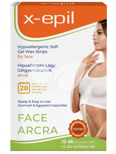 X-Epil használatrakész hipoallergén gélgyantacsíkok arcra 12 db • Egészségbolt