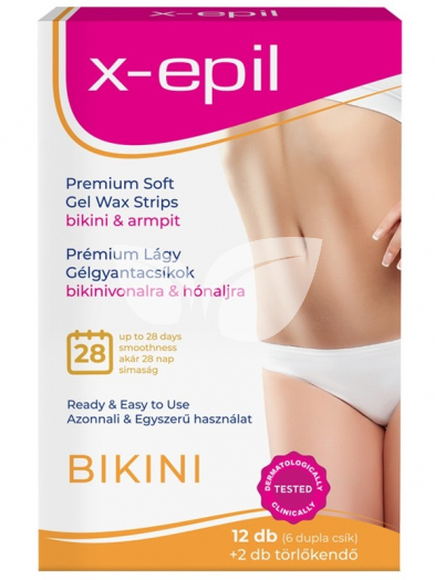 X-Epil használatrakész prémium gélgyantacsíkok bikini-hónalj 12 db • Egészségbolt