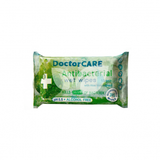 Doctor Care antibakteriális nedves törlőkendő aloe 100% biodegradable 15 db