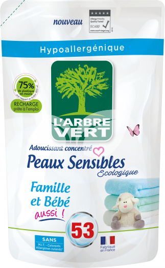 Larbre Vert textilöblítő érzékeny bőrre családbarát utántöltő 800 ml • Egészségbolt