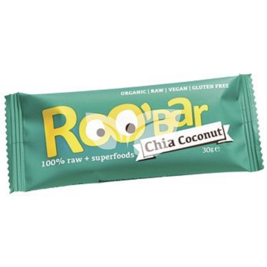 Roobar 100% raw bio gyümölcsszelet chia mag-kókusz 30 g • Egészségbolt