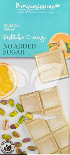 Benjamissimio bio vegán csokoládé pisztáciás tahinivel és narancsolajjal, hozzáadott cukor nélkül édesítőszerrel 70 g • Egészségbolt