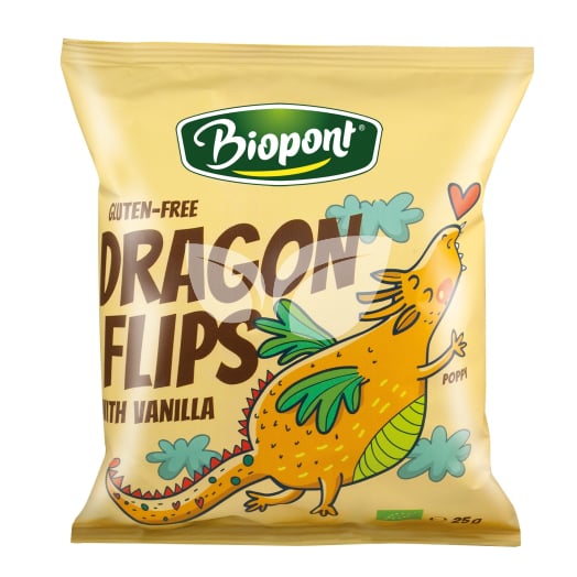 Biopont bio dragon flips kukorica snack valódi vaníliával 25 g • Egészségbolt