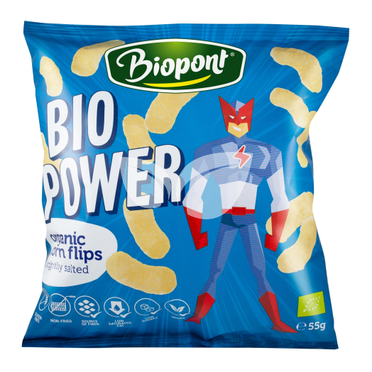 Biopont bio power extrudált bio kukorica enyhén sós gluténmentes 55 g • Egészségbolt