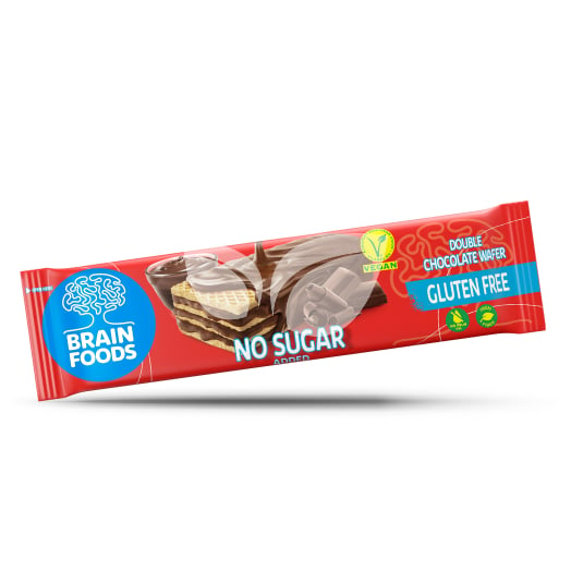 Brain Foods gluténmentes ostyaszelet csokoládéba mártott dupla kakaós krémmel töltve 40 g • Egészségbolt