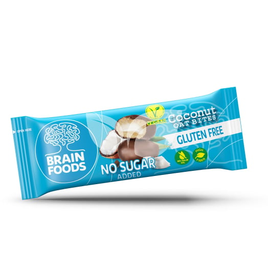 Brain Foods gluténmentes zabfalatok csokoládéba mártott kókuszos, édesítőszerrel 44 g • Egészségbolt