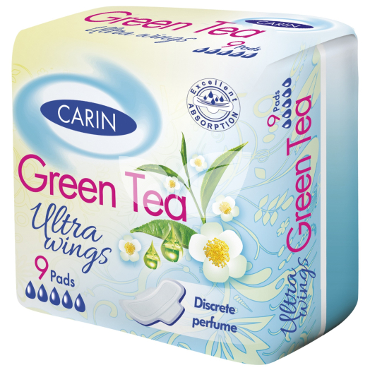 Carin ultra green tea ultravékony szárnyas intimbetét 9 db • Egészségbolt