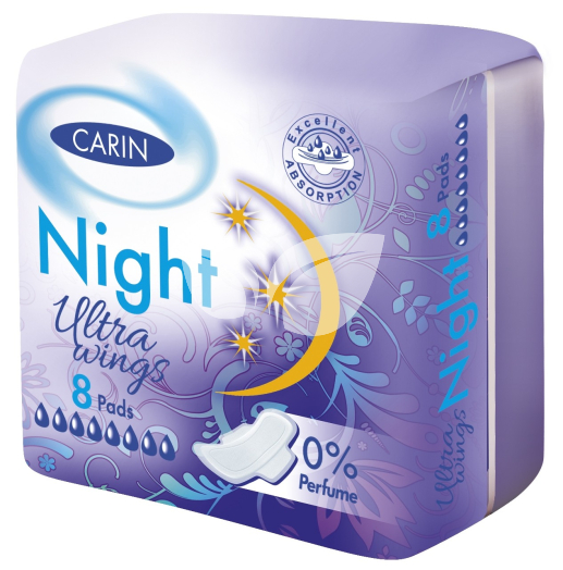 Carin ultra night ultravékony szárnyas intimbetét 8 db • Egészségbolt