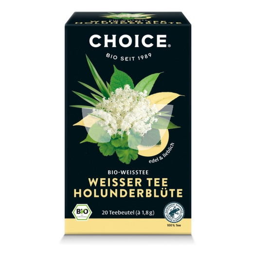 Choice bio fehér tea bodzavirággal 36 g • Egészségbolt