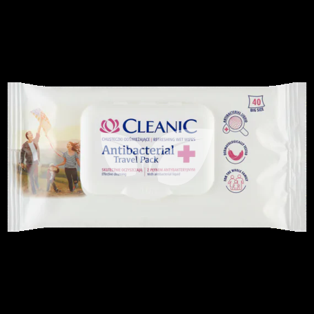 Cleanic antibakteriális nedvesített frissítő törlőkendő családi kiszerelés 40 db • Egészségbolt