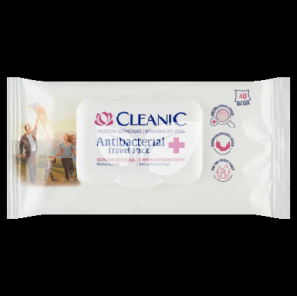 Cleanic antibakteriális nedvesített frissítő törlőkendő családi kiszerelés 40 db