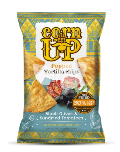 Corn Up tortilla chips fekete olivabogyó és paradicsom ízű 60 g • Egészségbolt