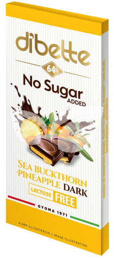 Dibette nas homoktövis, ananász ízű krémmel töltött étcsokoládé hozzáadott cukor nélkül laktózmentes 80 g • Egészségbolt