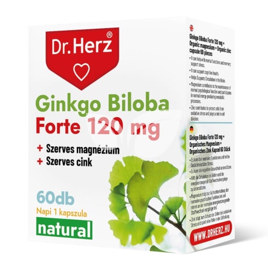 Dr.herz ginkgo biloba forte 120 mg+szerves mg+zn kapszula 60 db • Egészségbolt