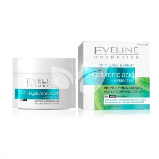 Eveline nature line hyaluronsav+zöld tea intenzív hidratáló nappali/éjszakai arckrém 50 ml • Egészségbolt