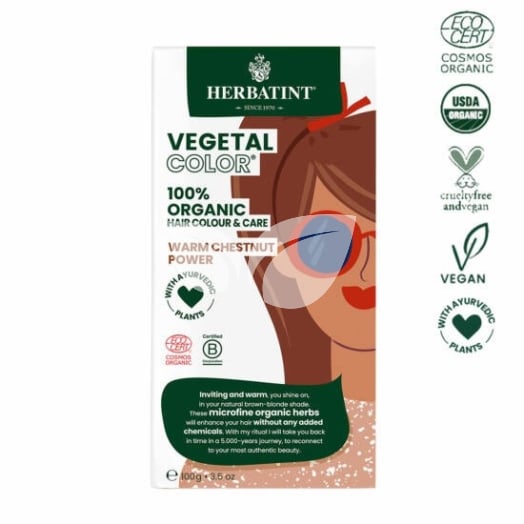 Herbatint vegetal color warm chestnut hajfesték 100 g • Egészségbolt