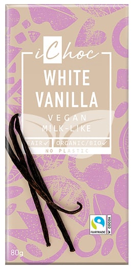 Ichoc bio mandula olajjal készült fehér csokoládé bourbon vaníliával vegán 80 g • Egészségbolt