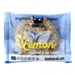 Kookie Cat bio vegán gluténmentes chia és citrom kesudiós zabkeksz 50 g • Egészségbolt