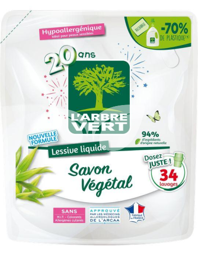 Larbre vert folyékony mosószer utántöltő növényi szappannal 1530 ml • Egészségbolt