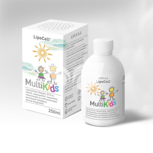 Lipocell multikids folyékony étrend-kiegészítő őszibarack ízesítéssel 250 ml • Egészségbolt