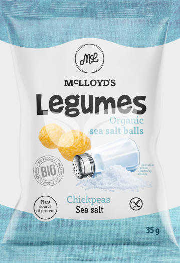 Mclloyds bio legumes extrudált snack csicseriborsó golyó tengeri sóval 35 g • Egészségbolt