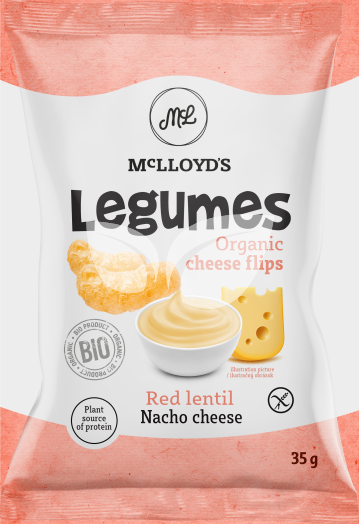 Mclloyds bio legumes extrudált snack vöröslencse nacho sajttal 35 g • Egészségbolt