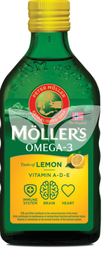 Möllers omega-3 halolaj étrend-kiegészítő a, d és e-vitaminnal, citrom ízesítéssel 250 ml • Egészségbolt