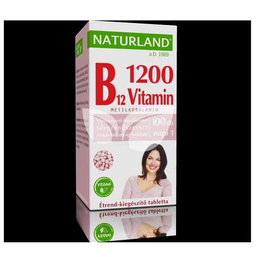Naturland b12-vitamin 1200 µg étrend-kiegészítő tabletta 100 db • Egészségbolt