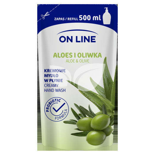 On Line folyékony krémszappan utántöltő aloe vera és olíva 500 ml • Egészségbolt