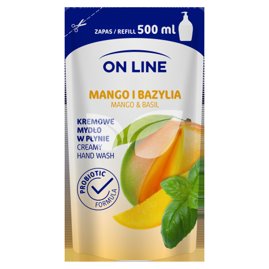 On Line folyékony krémszappan utántöltő mangó és bazsalikom 500 ml • Egészségbolt