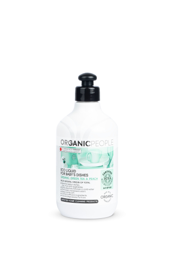 Organic People mosogatószer babaedényekhez bio zöld teával és barackkal 500 ml • Egészségbolt