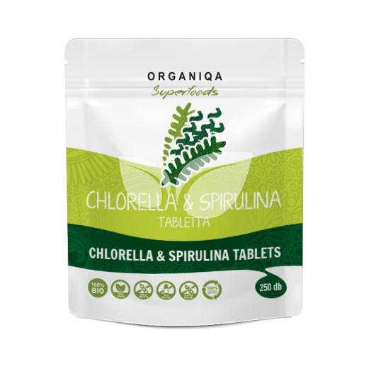 Organiqa bio chlorella és spirulina tabletta 250 db • Egészségbolt