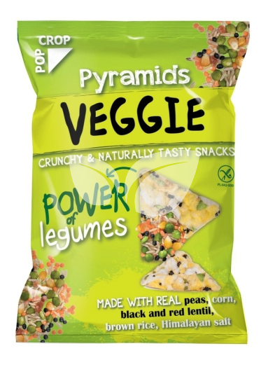 Popcrop veggie piramis snack valódi zöldborsóval, fekete és vörös lencsével gluténmentes 25 g • Egészségbolt
