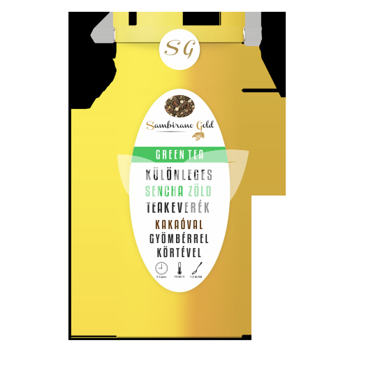 Sambirano Gold sencha zöld teakeverék kakaóval, körtével és gyömbérrel 50 g • Egészségbolt