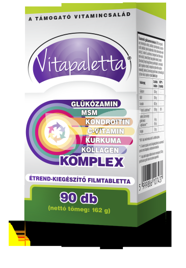 Vitapaletta glükózamin, msm, kondroitin, c-vitamin, kurkuma, kollagén komplex kapszula 90 db • Egészségbolt